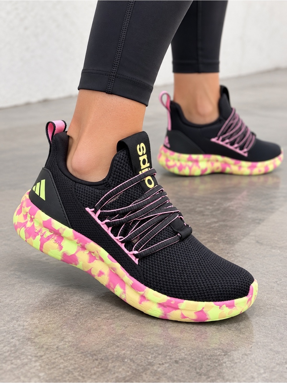 Adidas Lite Racer Adapt 7.0 K Cloudfoam Sneakers Black Pink Size 5 NWT